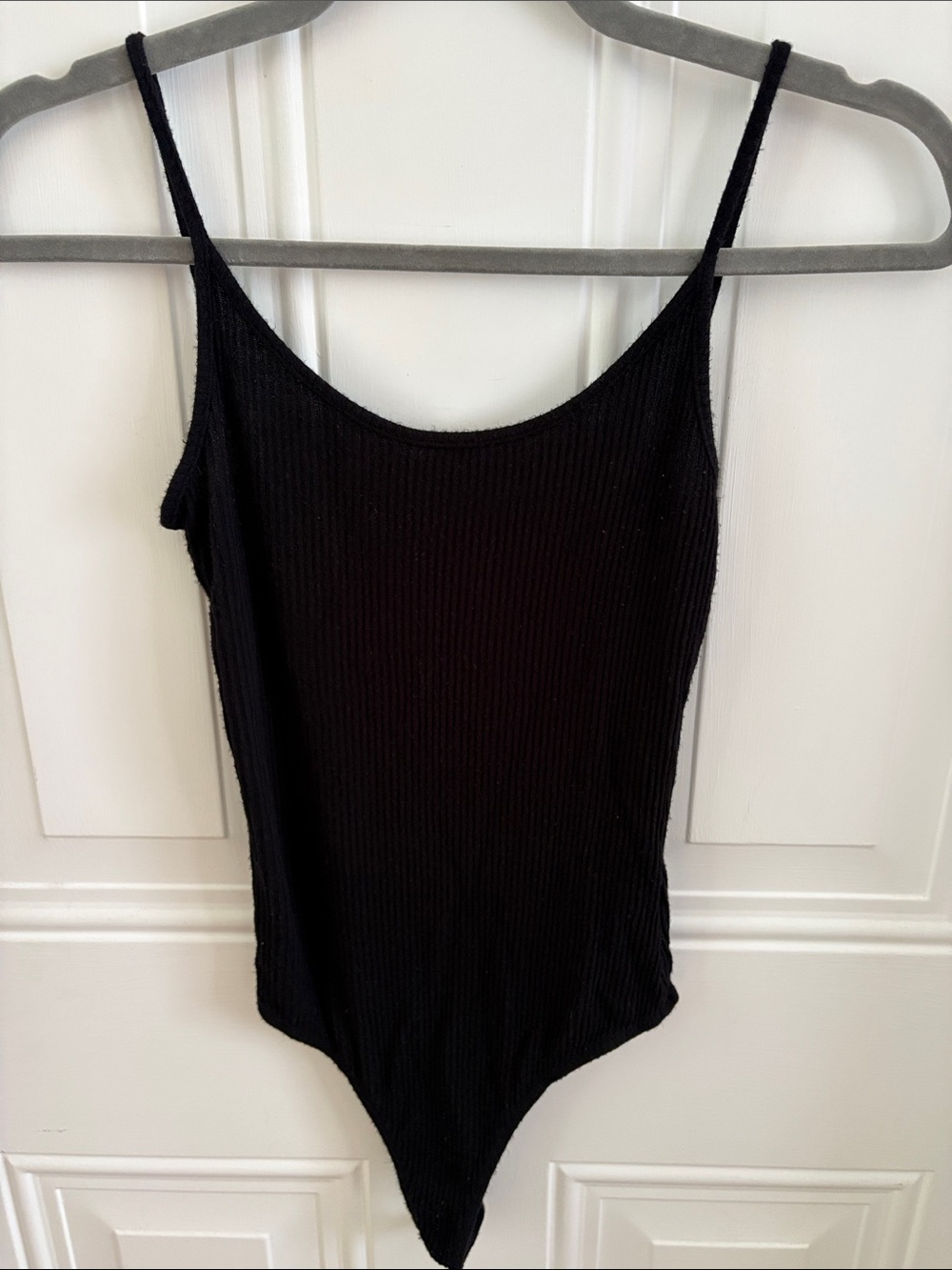 (5/$20) Brandy Melville Black Ribbed Spaghetti Strap Low Back Bodysuit